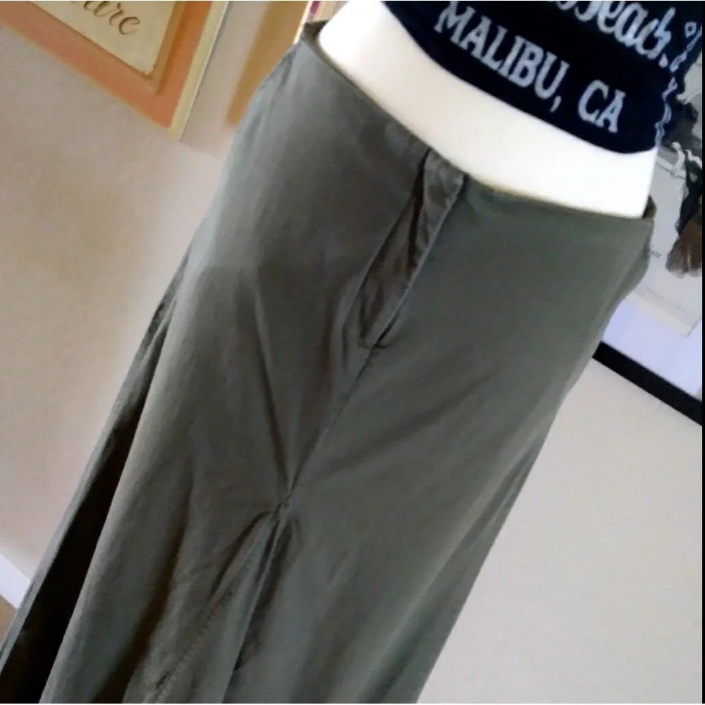 90s Vintage Olive Green Maxi Skirt‎ Low Waist A Line Full Length Skirt